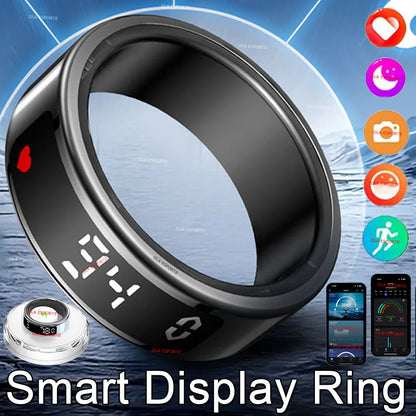 Bague intelligente 2025 avec écran d'affichage et tactile, chargement sans fil, gestionnaire de santé, étanche 5 ATM pour hommes et femmes, bagues R12 R11