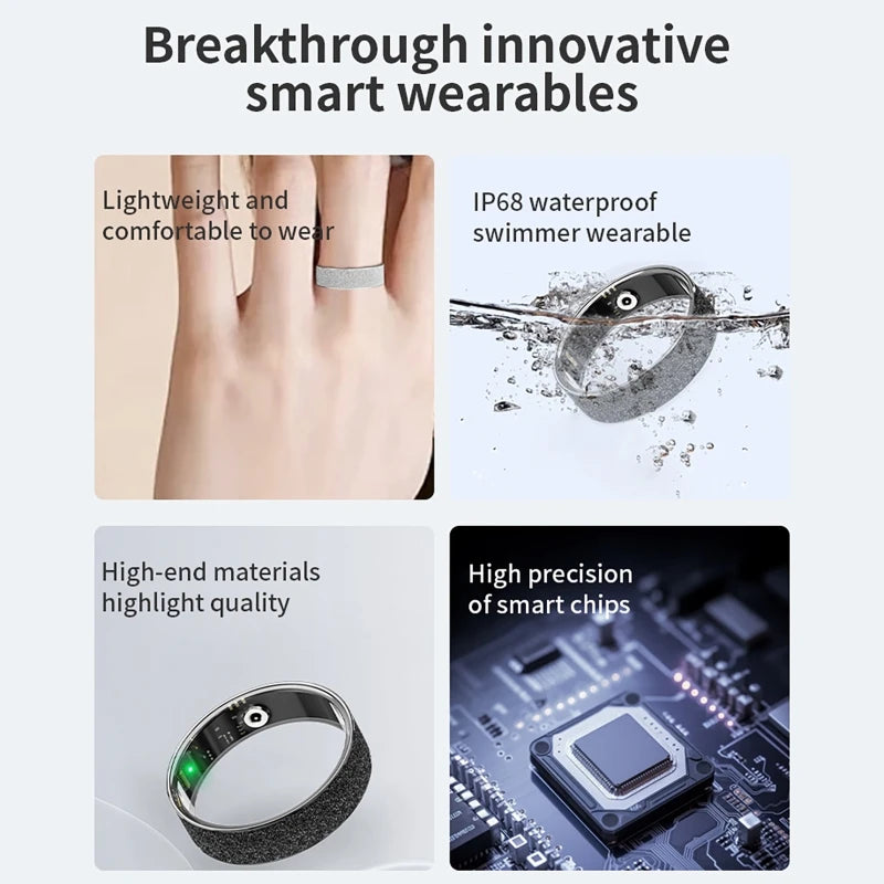 Anneau intelligent Simple, fréquence cardiaque, oxygène dans le sang, moniteur de santé du sommeil, anneau de Sport, podomètre étanche IP68, contrôle des gestes à distance, Photo