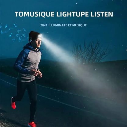 Bonnet chaud mains libres Bluetooth 5.0, chapeau LED, casque stéréo sans fil, lecteur de musique avec Support de micro, batterie Rechargeable à gradation