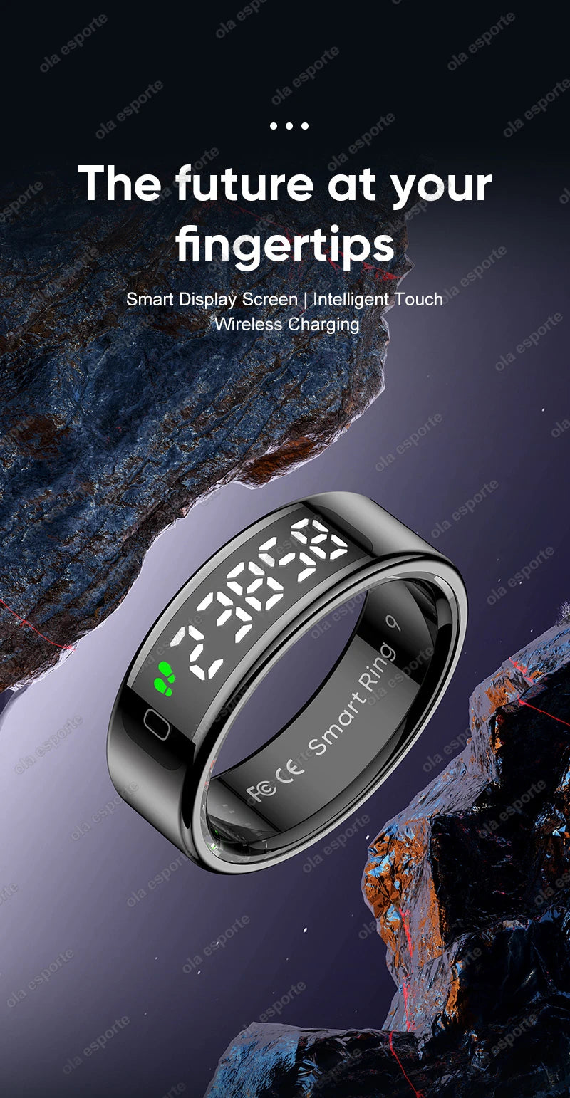 Écran d'affichage LED anneau intelligent pour Xiaomi fréquence cardiaque moniteur d'oxygène sanguin Smartring hommes femmes étanche Multi Modes de sport anneau