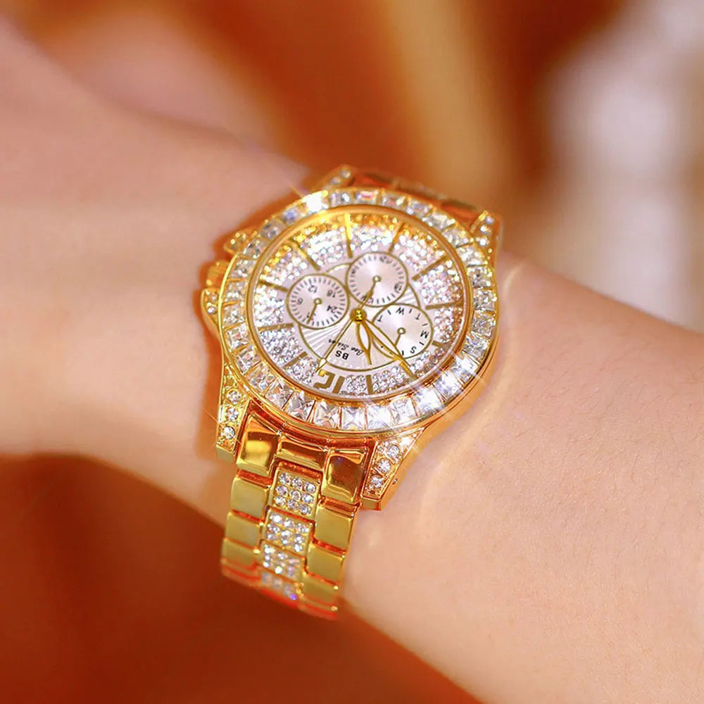 Montre de luxe pour femmes, mode diamant, argent, or, pour filles, horloge étanche, robe cadeaux