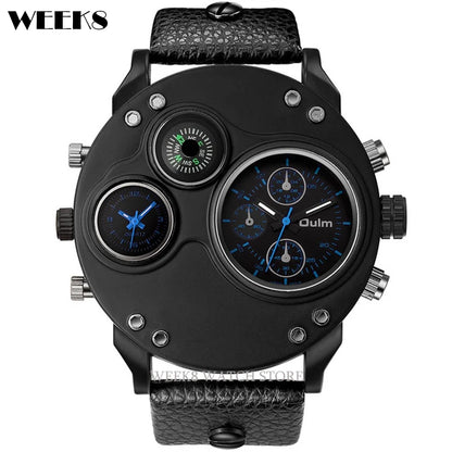 Montres de sport de luxe pour hommes, montre-bracelet militaire décontractée, grand cadran, boussole décorative, horloge à quartz, homme cool, unique, marque supérieure