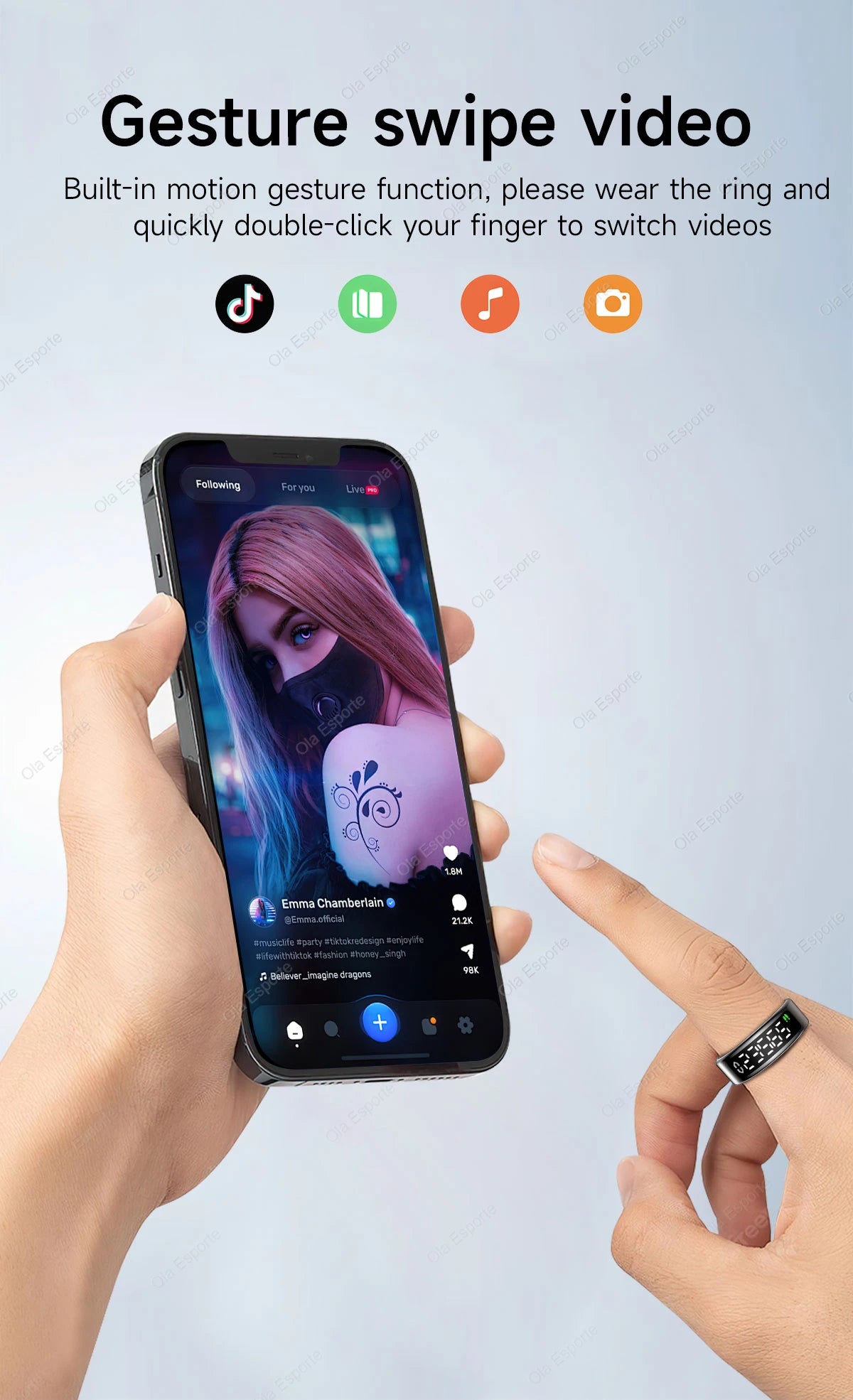 Bague intelligente 2025 avec écran d'affichage et tactile, chargement sans fil, gestionnaire de santé, étanche 5 ATM pour hommes et femmes, bagues R12 R11