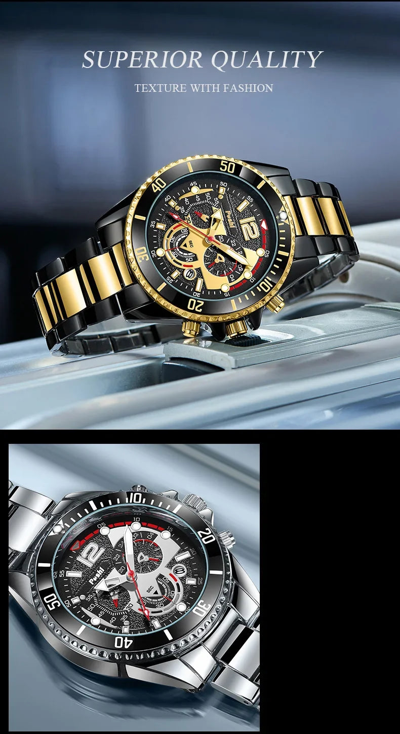 Montre d'affaires de luxe pour hommes, tendance, haut de gamme, polyvalente, lumineuse, à Quartz, étanche, calendrier, horloge, cadeaux