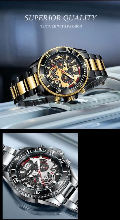 Montre d'affaires de luxe pour hommes, tendance, haut de gamme, polyvalente, lumineuse, à Quartz, étanche, calendrier, horloge, cadeaux