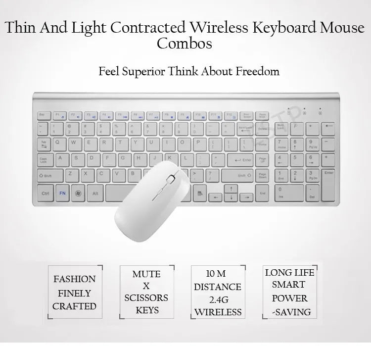 Clavier et souris sans fil ultra-mince Chlor102 prédire, à faible bruit, pour Mac Pc P1 XP/7/10 TV Box