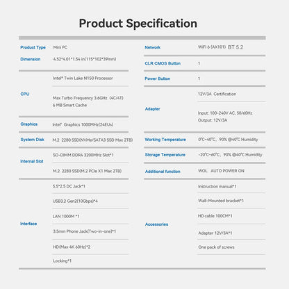 Beelink Mini S13 Intel Twin Lake N150 S12 Pro N100 16G 500G Windows 11 Mini S 11th N5095 DDR4 8GB 128GB ordinateur de bureau N95