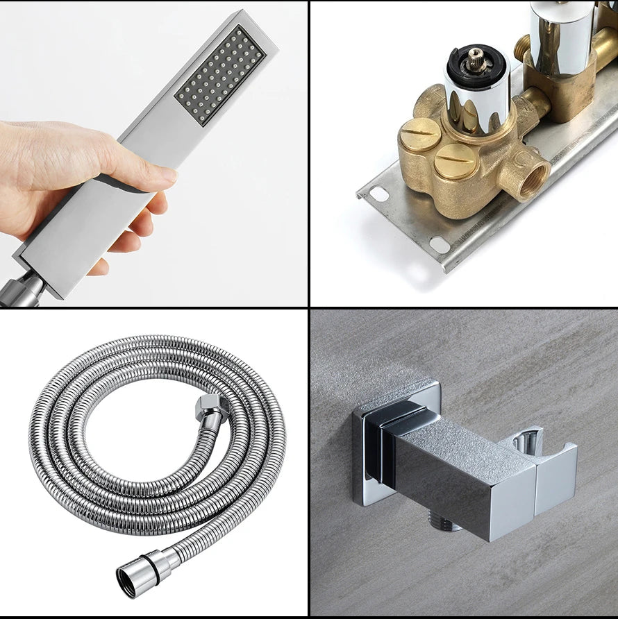 M Boenn polie 23 × 31 pouces pomme de douche intelligente pluie mitigeur thermostatique dissimulé grand système de douche LED ensemble de robinets de salle de bains