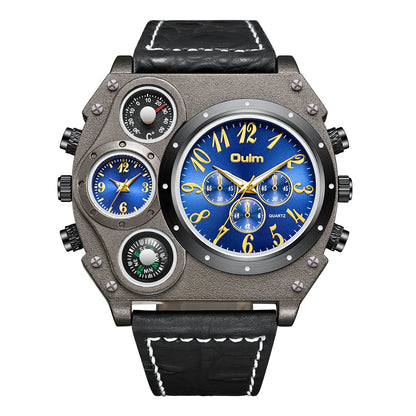 Montres de sport de luxe pour hommes, montre-bracelet militaire décontractée, grand cadran, boussole décorative, horloge à quartz, homme cool, unique, marque supérieure
