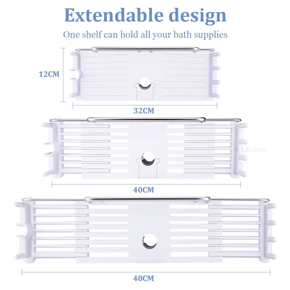 etagere salle de bains sans percage Étagère de douche extensible avec crochet, sans propositions, shampoing, support de pommeau de douche, accessoires
