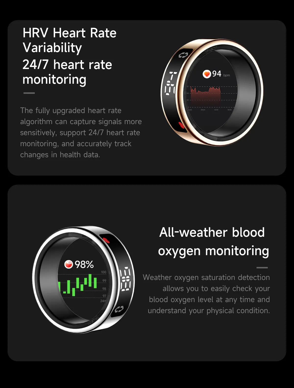 SY01 anneau intelligent avec écran LED Bluetooth surveillance de la santé sang oxygène sommeil fréquence cardiaque Modes multisports étanche IP68 et 5ATM