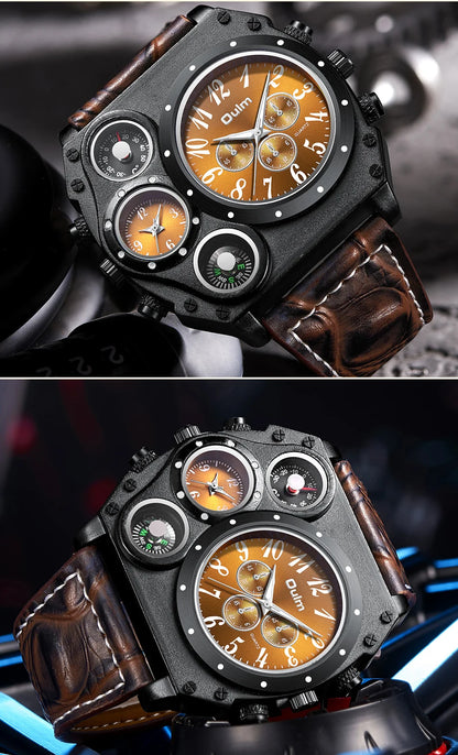Montres de sport de luxe pour hommes, montre-bracelet militaire décontractée, grand cadran, boussole décorative, horloge à quartz, homme cool, unique, marque supérieure