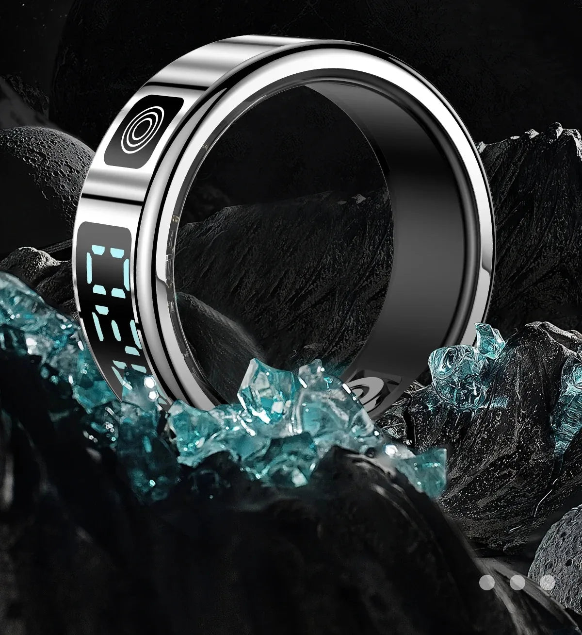 Nouveau SR08 anneau intelligent écran d'affichage LED fréquence cardiaque sommeil Modes de sport surveillance de la santé hommes femmes anneau de sport en acier inoxydable