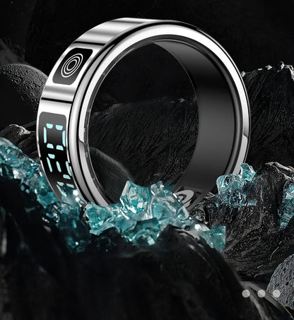 Nouveau SR08 anneau intelligent écran d'affichage LED fréquence cardiaque sommeil Modes de sport surveillance de la santé hommes femmes anneau de sport en acier inoxydable