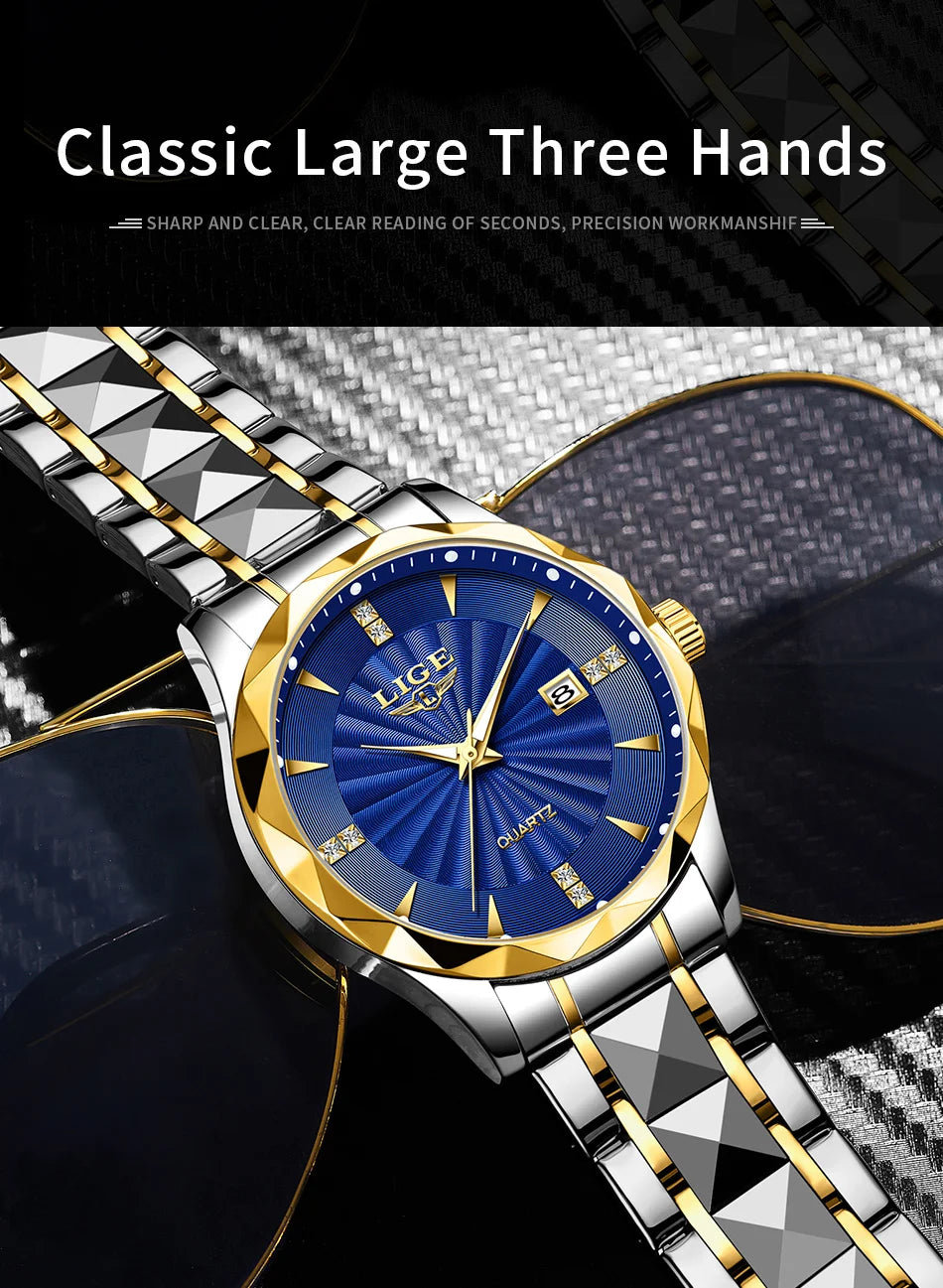 LIGE luxe femme montre mode Sport de plein air lumineux montres à Quartz mouvement importé étanche en acier inoxydable femmes montres
