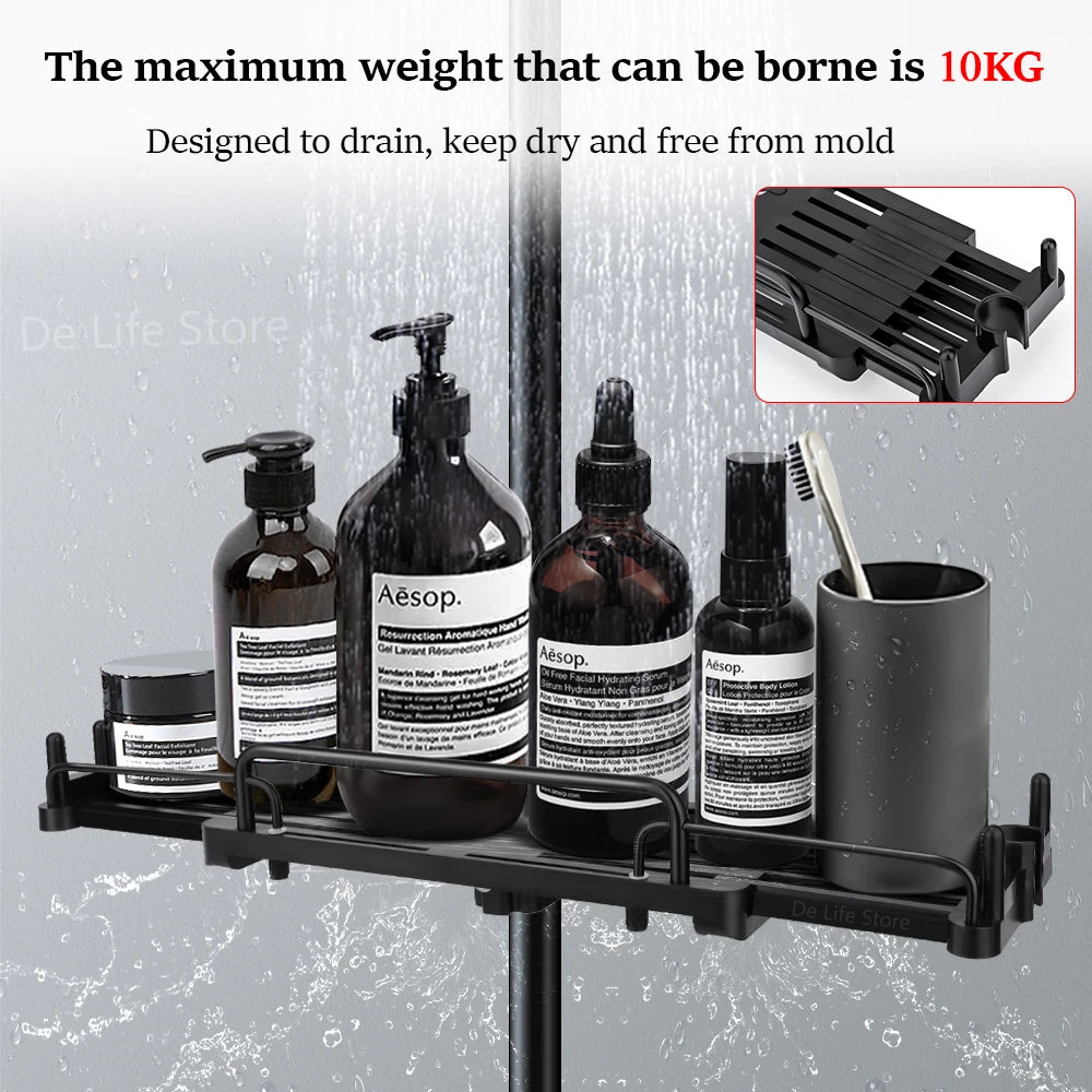 etagere salle de bains sans percage Étagère de douche extensible avec crochet, sans propositions, shampoing, support de pommeau de douche, accessoires