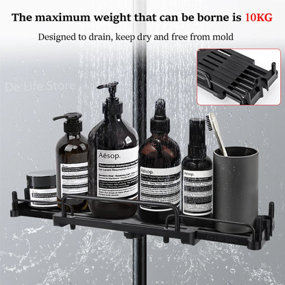 etagere salle de bains sans percage Étagère de douche extensible avec crochet, sans propositions, shampoing, support de pommeau de douche, accessoires