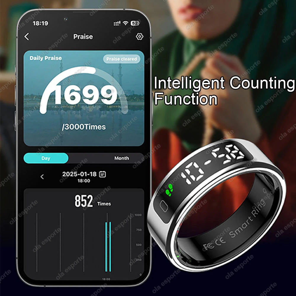 Écran d'affichage LED anneau intelligent pour Xiaomi fréquence cardiaque moniteur d'oxygène sanguin Smartring hommes femmes étanche Multi Modes de sport anneau