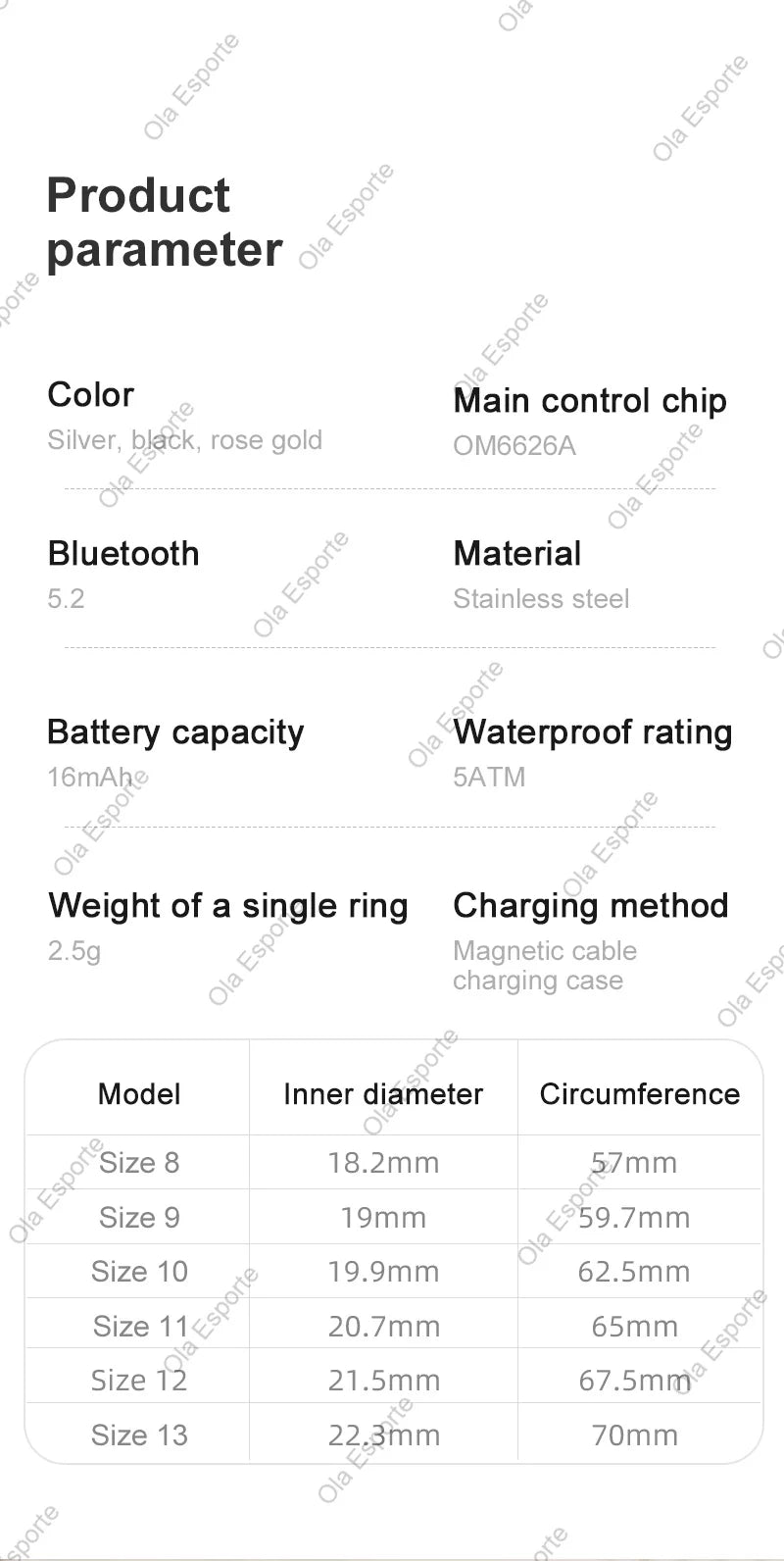 Pour anneau intelligent écran Hd contrôle Tiktok 5ATM étanche pour Smartring pour Galaxy femmes hommes anneau moniteur de fréquence cardiaque