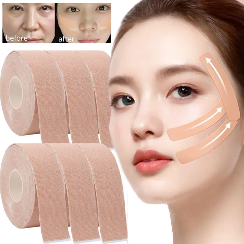 Bande de Lifting du visage instantanée 2.5CM x 5M, outil de Lifting de la peau, autocollant d'élimination des rides, Bandage élastique en V, outil de soins de la peau