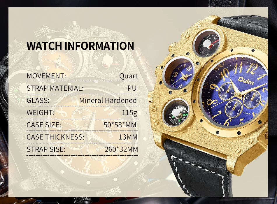 Montres de sport de luxe pour hommes, montre-bracelet militaire décontractée, grand cadran, boussole décorative, horloge à quartz, homme cool, unique, marque supérieure