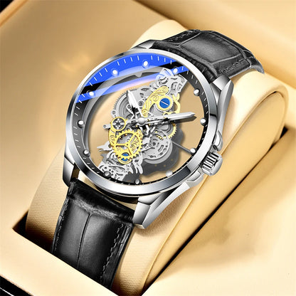 Montres d'affaires de luxe pour hommes, montre à Quartz en acier inoxydable argenté, horloge lumineuse