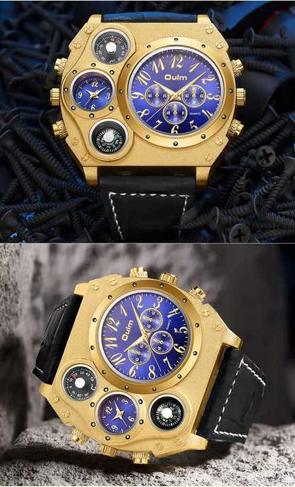 Montres de sport de luxe pour hommes, montre-bracelet militaire décontractée, grand cadran, boussole décorative, horloge à quartz, homme cool, unique, marque supérieure