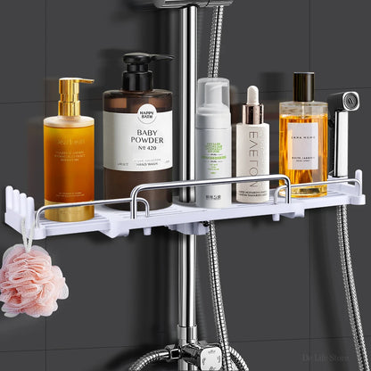 etagere salle de bains sans percage Étagère de douche extensible avec crochet, sans propositions, shampoing, support de pommeau de douche, accessoires