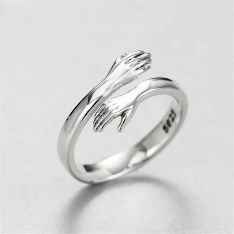 Bagues à main de câlin d'amour romantique, bagues créatives d'amour pour toujours ouvertes, bijoux exquis réglables, cadeau de fête pour femmes