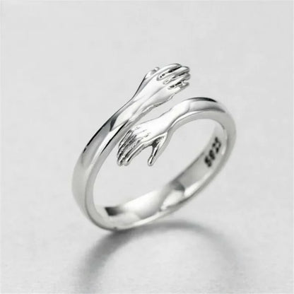 Bagues à main de câlin d'amour romantique, bagues créatives d'amour pour toujours ouvertes, bijoux exquis réglables, cadeau de fête pour femmes
