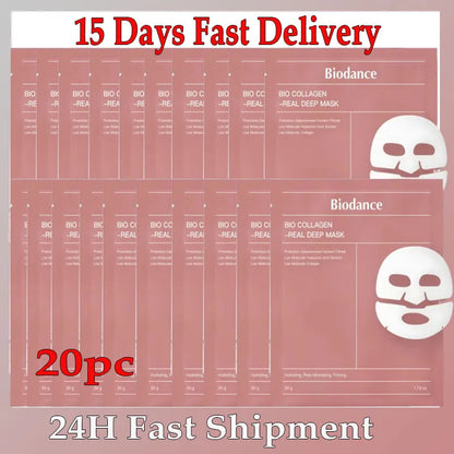 Masque Facial au collagène Bio, rétrécit les Pores, hydratant en profondeur, fendu, raffermissant, nourrissant, éclaircissant, soins pour la peau du visage, 5/10/15/20