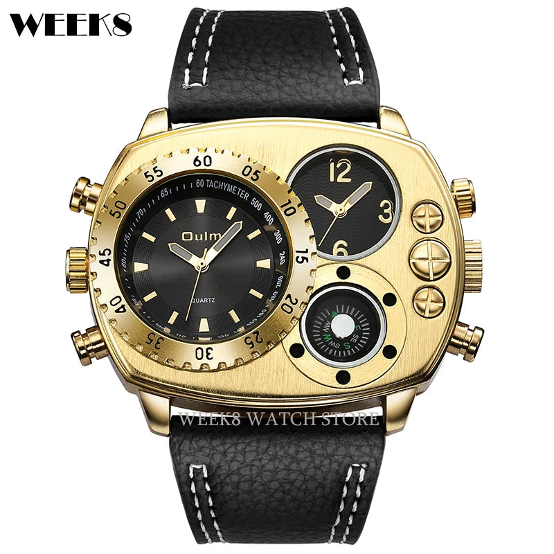 Montres de sport de luxe pour hommes, montre-bracelet militaire décontractée, grand cadran, boussole décorative, horloge à quartz, homme cool, unique, marque supérieure
