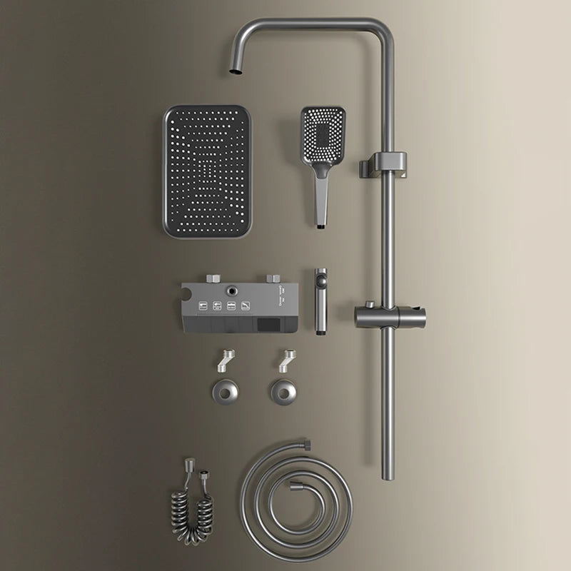 HOShower-Ensemble complet de système de douche, buse rotative, baignoire, affichage numérique, douche murale, pluie, LED, ensemble de pommeau de douche Salle de bains douche en laiton Tap Set Accessoires