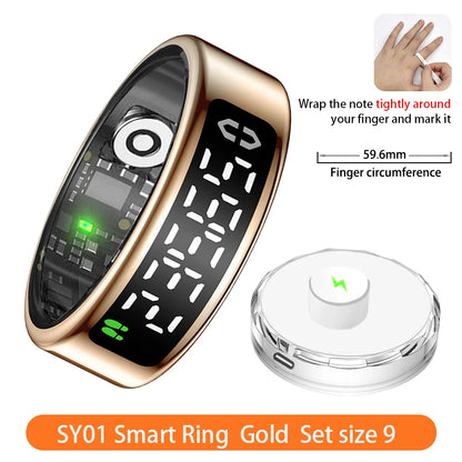 SY01 anneau intelligent avec écran LED Bluetooth surveillance de la santé sang oxygène sommeil fréquence cardiaque Modes multisports étanche IP68 et 5ATM
