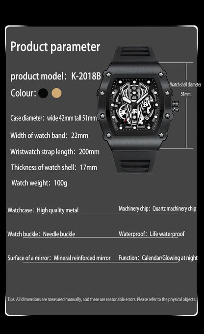 Montre-bracelet à quartz étanche pour homme, montres à cadran noir, date automatique, horloge murale, modules à la mode, marque de luxe, livraison directe