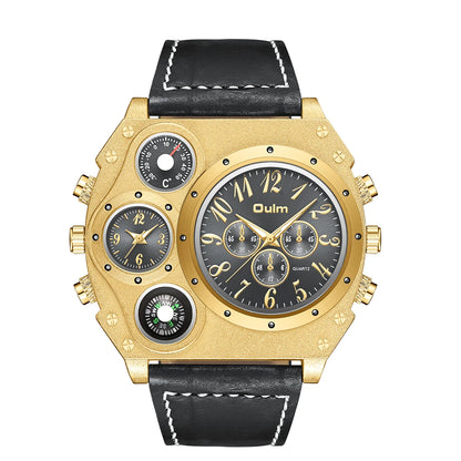 Montres de sport de luxe pour hommes, montre-bracelet militaire décontractée, grand cadran, boussole décorative, horloge à quartz, homme cool, unique, marque supérieure