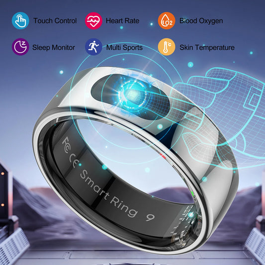 R08 anneau intelligent pour hommes femmes fonction de contrôle tactile moniteur de santé IP68 5ATM étanche mesure de la température de la peau anneau intelligent nouveau