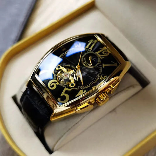 Montre-Bracelet Mécanique existent de Luxe pour Homme, Modules Tourbillon, Horloge-Bracelet, Boîtier Tonneau
