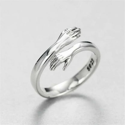 Bagues à main de câlin d'amour romantique, bagues créatives d'amour pour toujours ouvertes, bijoux exquis réglables, cadeau de fête pour femmes