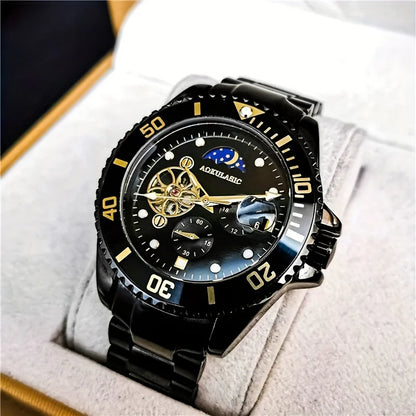 Montre mécanique de luxe pour hommes, montre haut de gamme pour hommes, montre mécanique entièrement automatique avec tourbillon, design squelette, montre-bracelet tendance polyvalente et élégante pour jeunes, cadeau pre