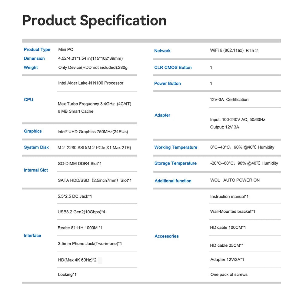 Beelink Mini S13 Intel Twin Lake N150 S12 Pro N100 16G 500G Windows 11 Mini S 11th N5095 DDR4 8GB 128GB ordinateur de bureau N95