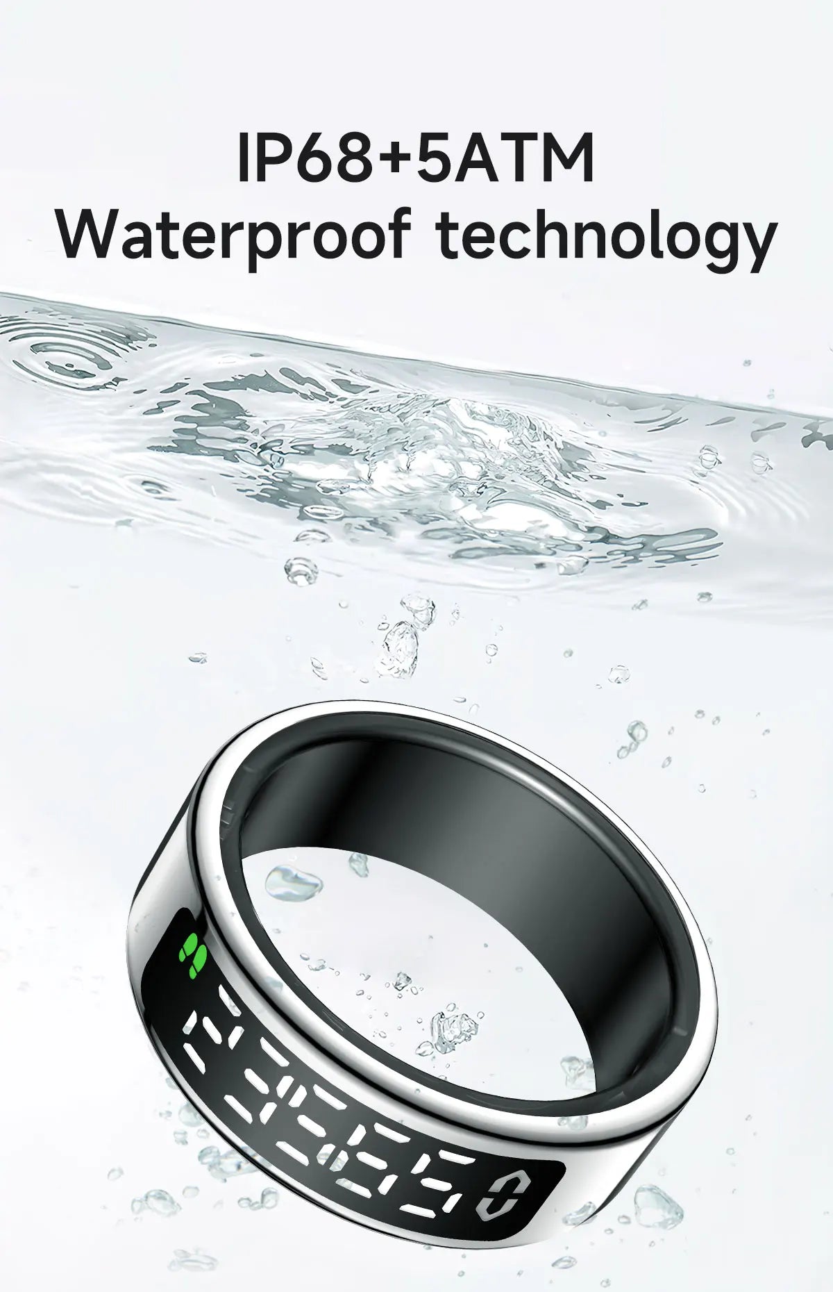 SY01 anneau intelligent avec écran LED Bluetooth surveillance de la santé sang oxygène sommeil fréquence cardiaque Modes multisports étanche IP68 et 5ATM
