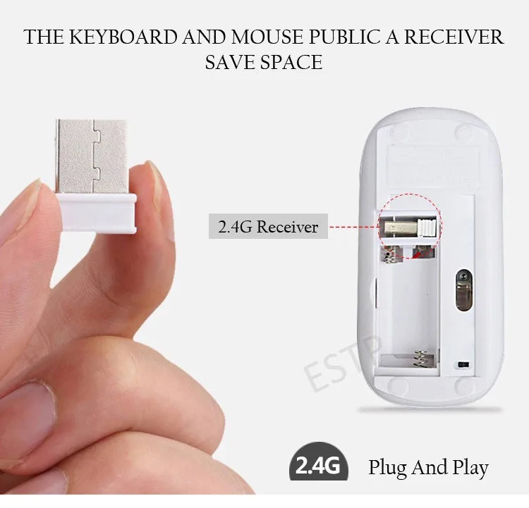 Clavier et souris sans fil ultra-mince Chlor102 prédire, à faible bruit, pour Mac Pc P1 XP/7/10 TV Box