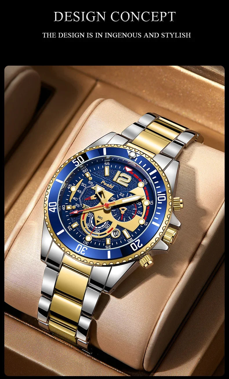 Montre d'affaires de luxe pour hommes, tendance, haut de gamme, polyvalente, lumineuse, à Quartz, étanche, calendrier, horloge, cadeaux