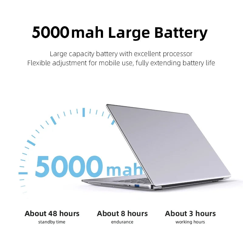 Ordinateur portable Windows 11 Ultra mince 14.1 "12GB RAM 512GB 1 to SSD Intel A3950 ordinateur portable Gamer 1920*1080 ordinateur d'étude de bureau PC