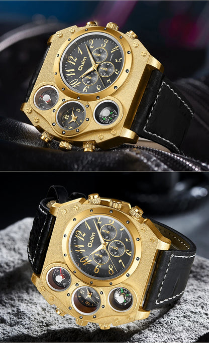 Montres de sport de luxe pour hommes, montre-bracelet militaire décontractée, grand cadran, boussole décorative, horloge à quartz, homme cool, unique, marque supérieure