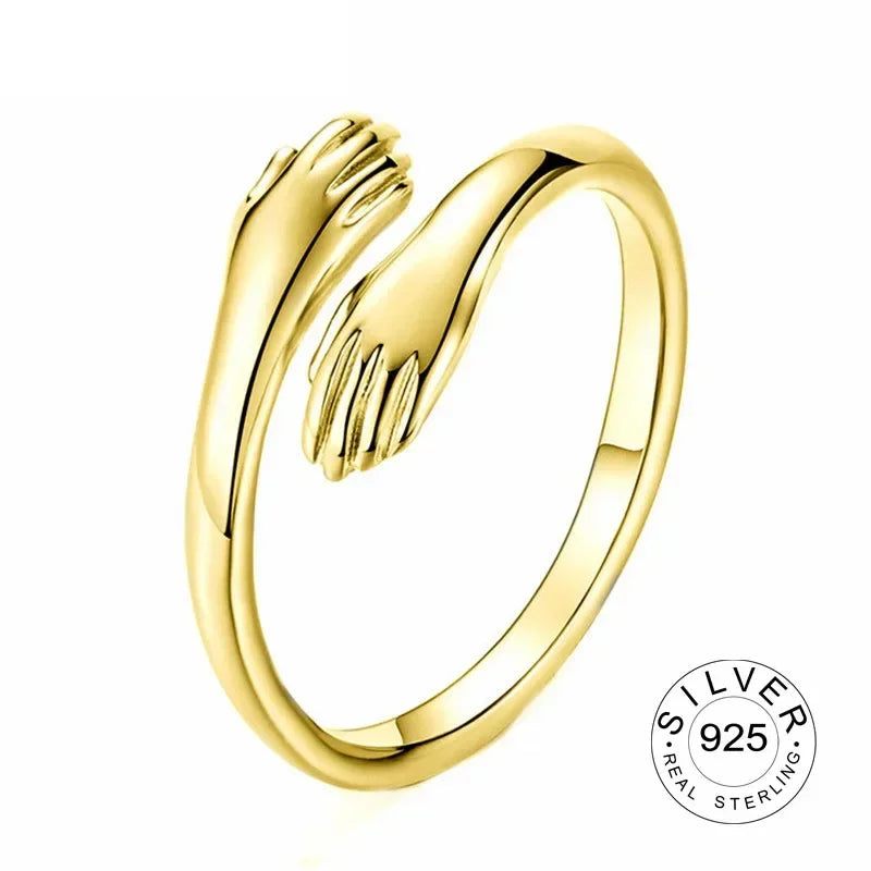 Bagues à main de câlin d'amour romantique, bagues créatives d'amour pour toujours ouvertes, bijoux exquis réglables, cadeau de fête pour femmes