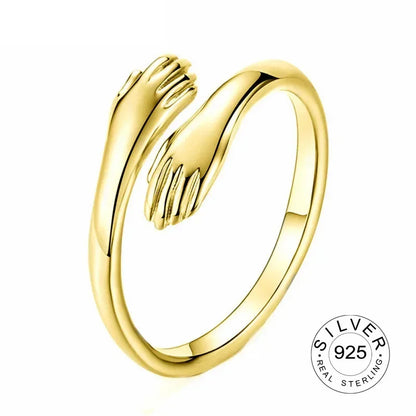 Bagues à main de câlin d'amour romantique, bagues créatives d'amour pour toujours ouvertes, bijoux exquis réglables, cadeau de fête pour femmes