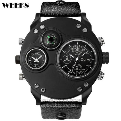 Montres de sport de luxe pour hommes, montre-bracelet militaire décontractée, grand cadran, boussole décorative, horloge à quartz, homme cool, unique, marque supérieure