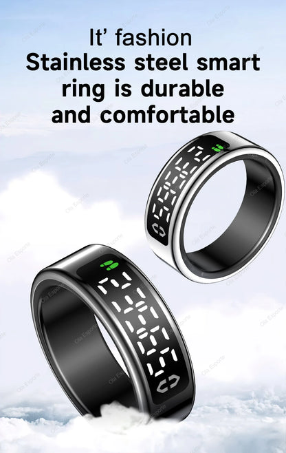 Bague intelligente 2025 avec écran d'affichage et tactile, chargement sans fil, gestionnaire de santé, étanche 5 ATM pour hommes et femmes, bagues R12 R11